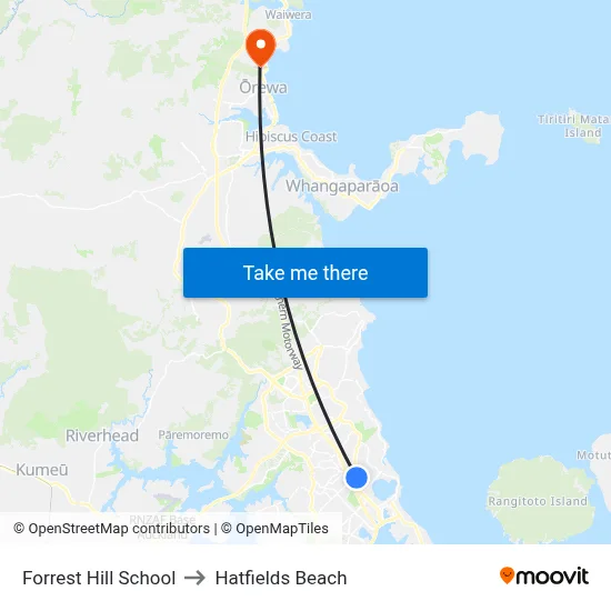 Forrest Hill School to Hatfields Beach map