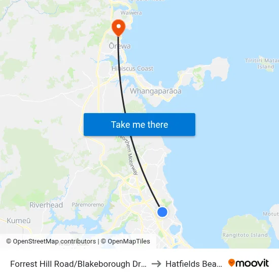 Forrest Hill Road/Blakeborough Drive to Hatfields Beach map