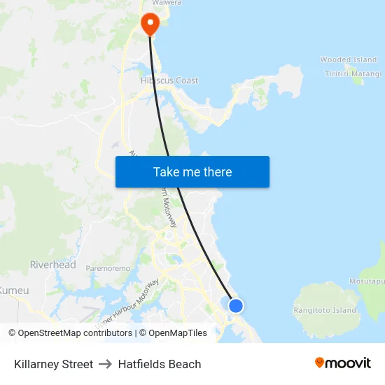 Killarney Street to Hatfields Beach map