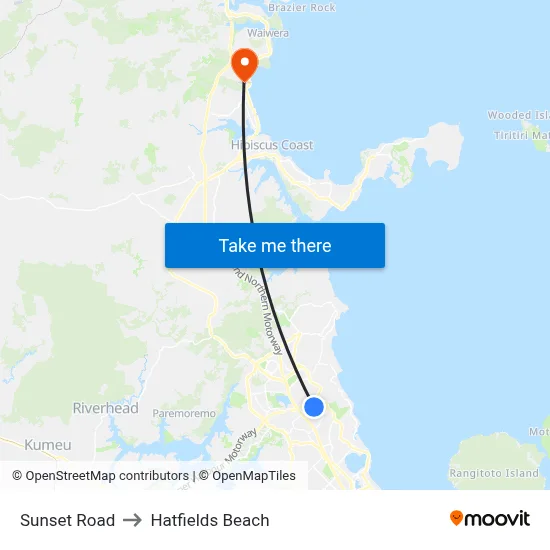 Sunset Road to Hatfields Beach map