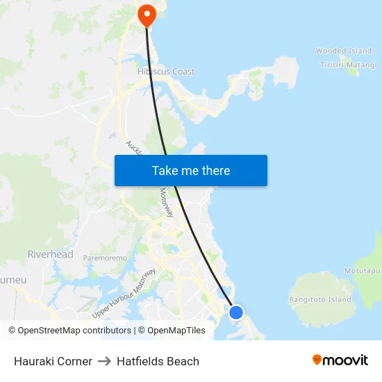 Hauraki Corner to Hatfields Beach map