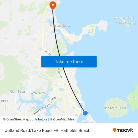 Jutland Road/Lake Road to Hatfields Beach map
