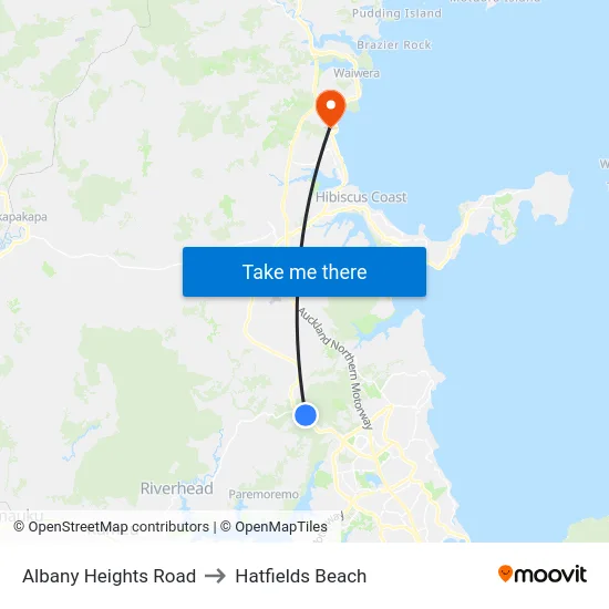 Albany Heights Road to Hatfields Beach map