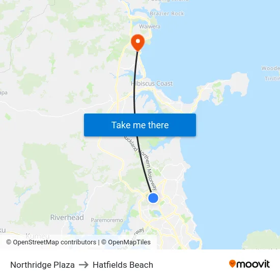 Northridge Plaza to Hatfields Beach map