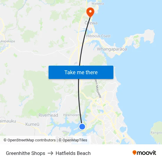 Greenhithe Shops to Hatfields Beach map