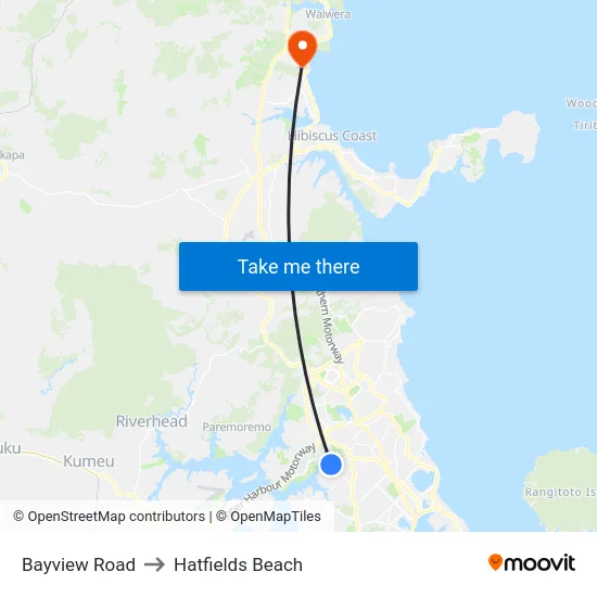 Bayview Road to Hatfields Beach map