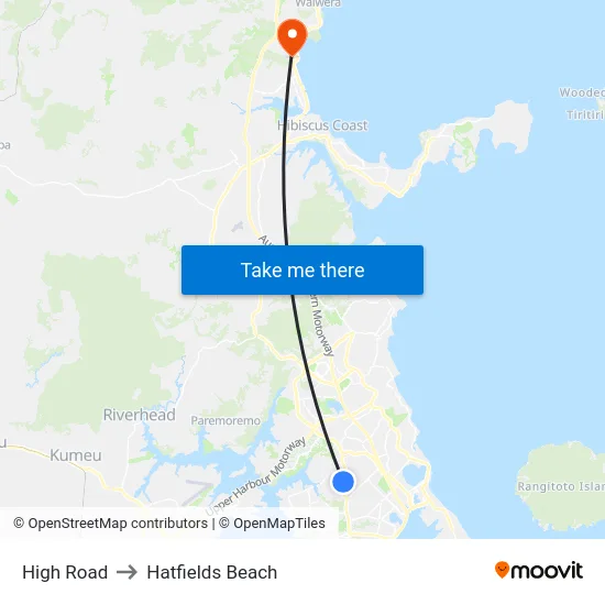 High Road to Hatfields Beach map