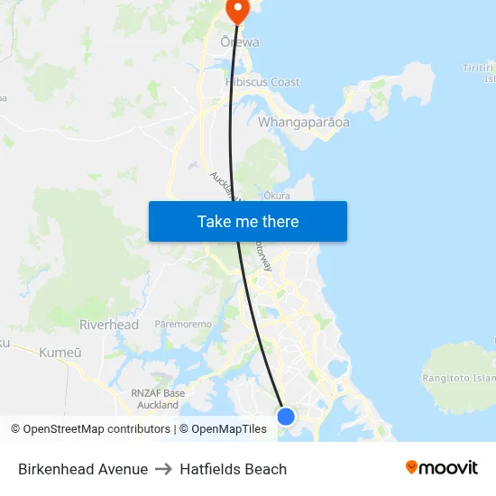 Birkenhead Avenue to Hatfields Beach map