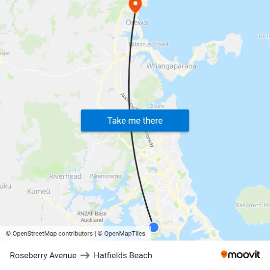 Roseberry Avenue to Hatfields Beach map