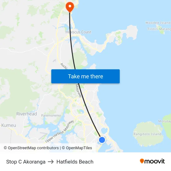 Stop C Akoranga to Hatfields Beach map
