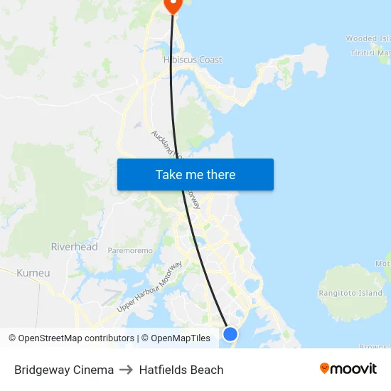 Bridgeway Cinema to Hatfields Beach map
