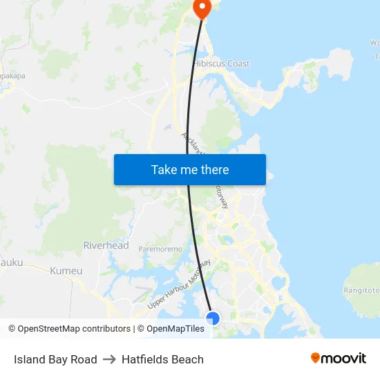 Island Bay Road to Hatfields Beach map