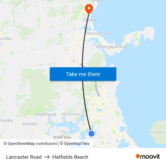 Lancaster Road to Hatfields Beach map