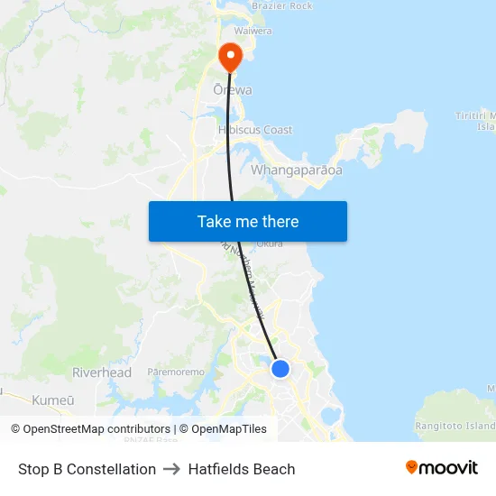 Stop B Constellation to Hatfields Beach map