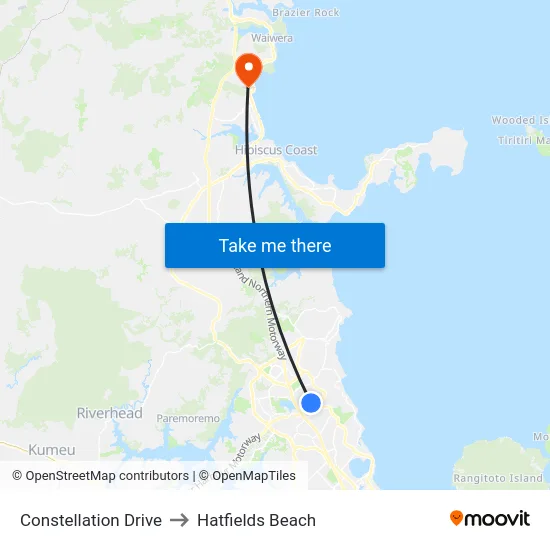 Constellation Drive to Hatfields Beach map