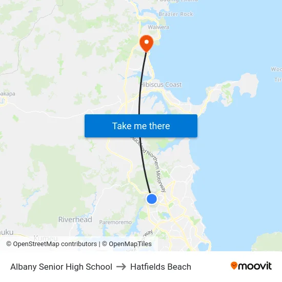 Albany Senior High School to Hatfields Beach map