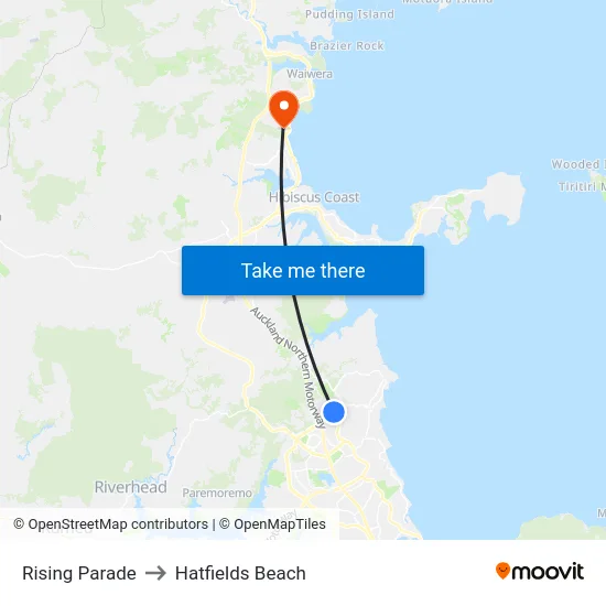 Rising Parade to Hatfields Beach map