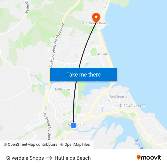 Silverdale Shops to Hatfields Beach map