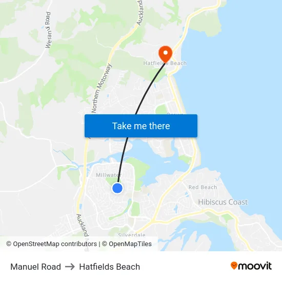 Manuel Road to Hatfields Beach map