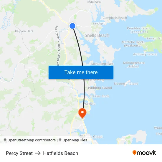 Percy Street to Hatfields Beach map
