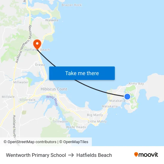 Wentworth Primary School to Hatfields Beach map