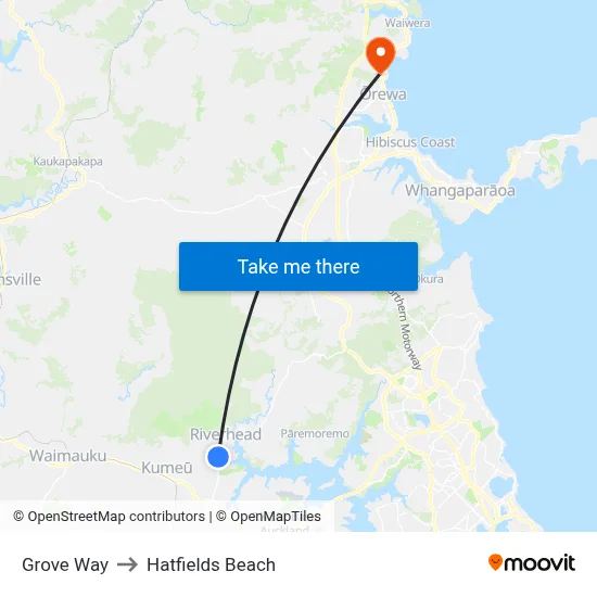 Grove Way to Hatfields Beach map