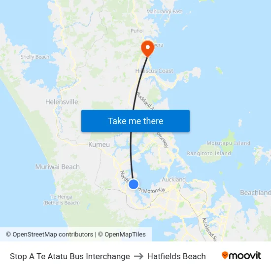Stop A Te Atatu Bus Interchange to Hatfields Beach map