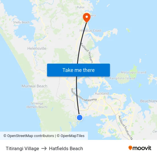 Titirangi Village to Hatfields Beach map
