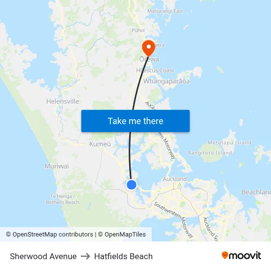 Sherwood Avenue to Hatfields Beach map
