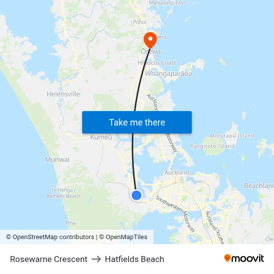 Rosewarne Crescent to Hatfields Beach map