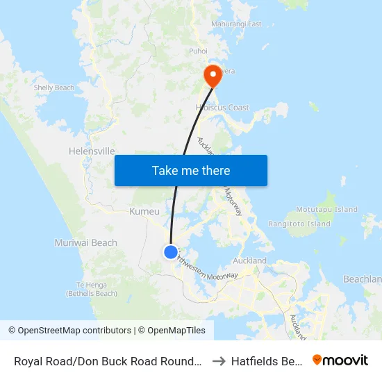 Royal Road/Don Buck Road Roundabout to Hatfields Beach map