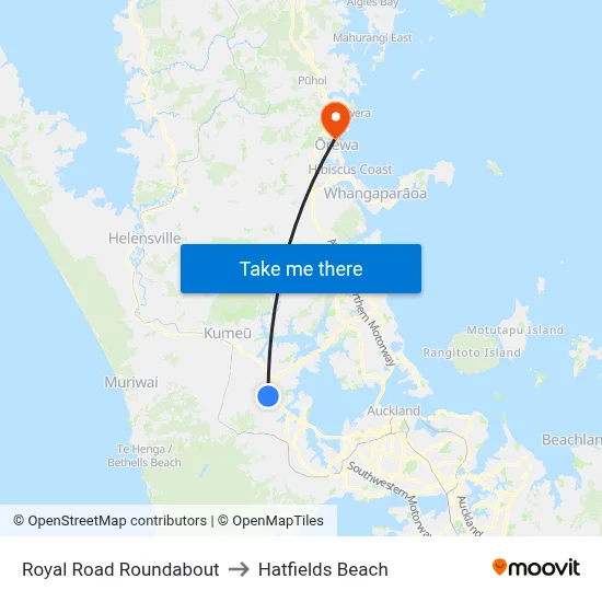 Royal Road Roundabout to Hatfields Beach map