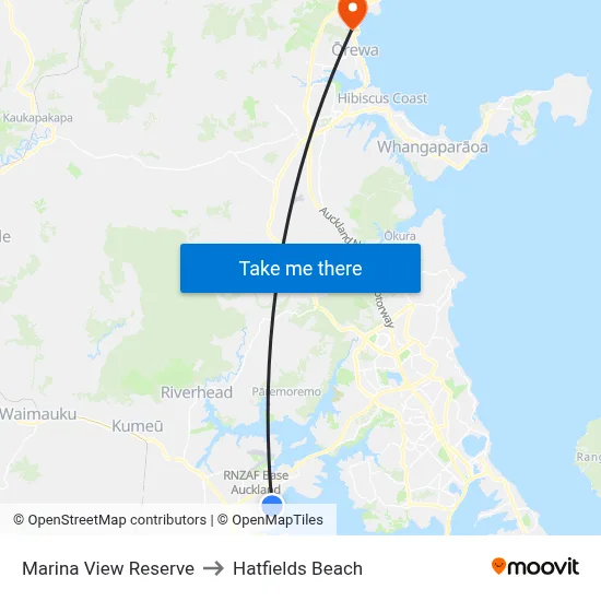 Marina View Reserve to Hatfields Beach map