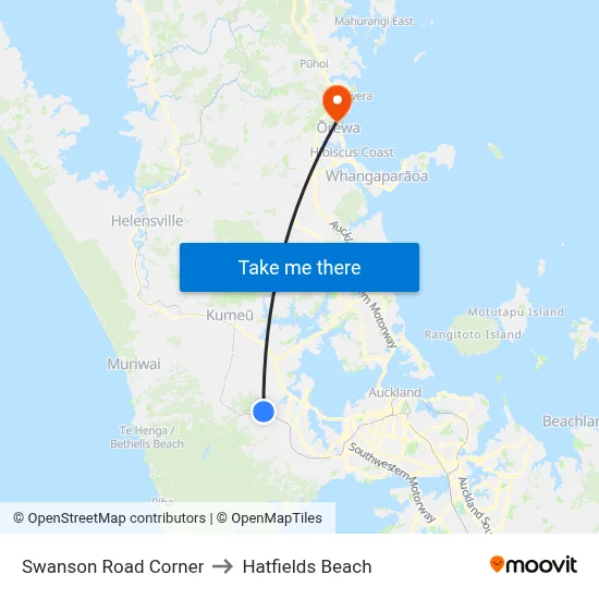 Swanson Road Corner to Hatfields Beach map
