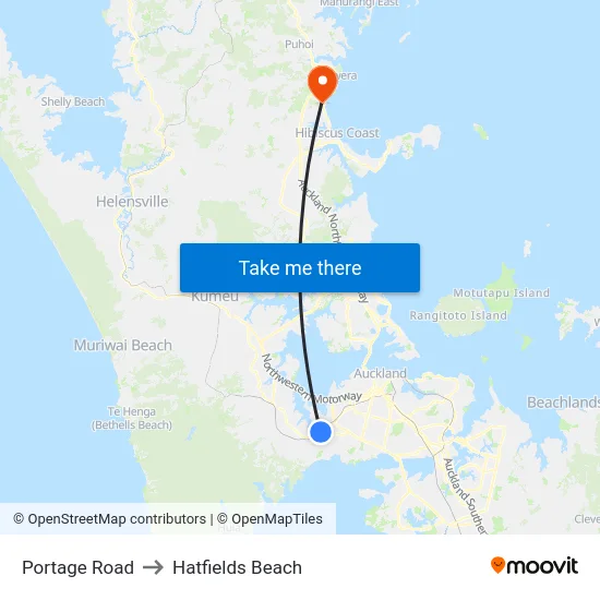 Portage Road to Hatfields Beach map