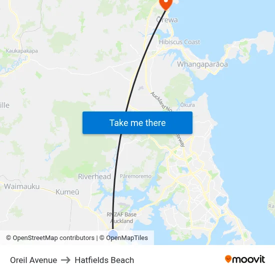 Oreil Avenue to Hatfields Beach map