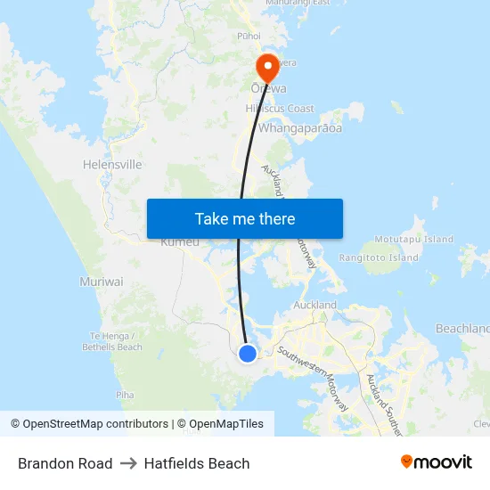 Brandon Road to Hatfields Beach map