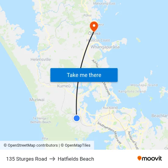 135 Sturges Road to Hatfields Beach map