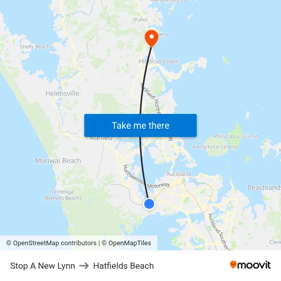 Stop A New Lynn to Hatfields Beach map