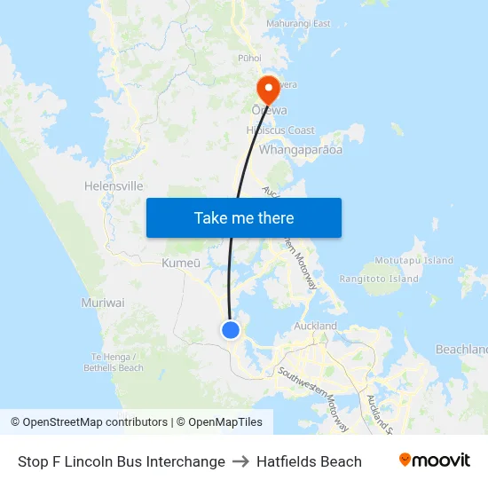Stop F Lincoln Bus Interchange to Hatfields Beach map