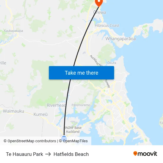 Te Hauauru Park to Hatfields Beach map