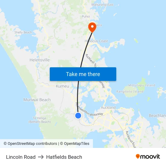 Lincoln Road to Hatfields Beach map