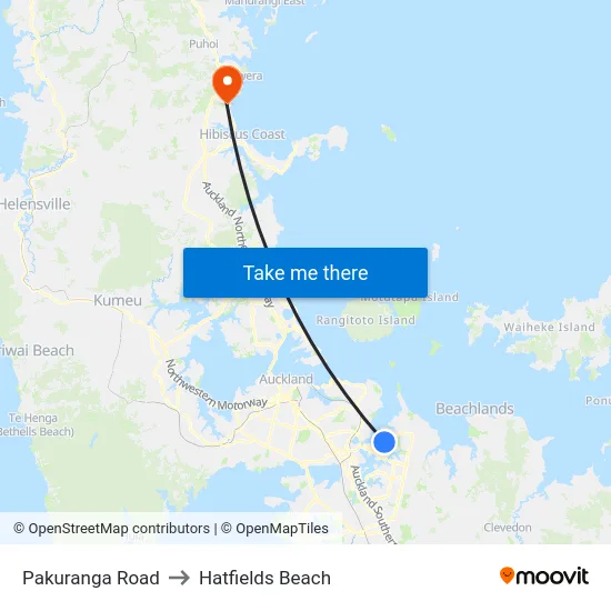 Pakuranga Road to Hatfields Beach map