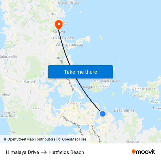 Himalaya Drive to Hatfields Beach map