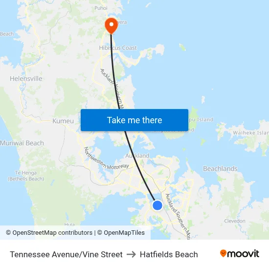 Tennessee Avenue/Vine Street to Hatfields Beach map