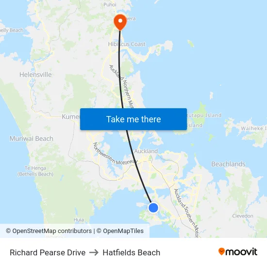 Richard Pearse Drive to Hatfields Beach map