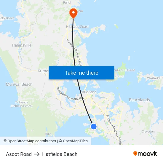 Ascot Road to Hatfields Beach map