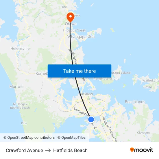 Crawford Avenue to Hatfields Beach map