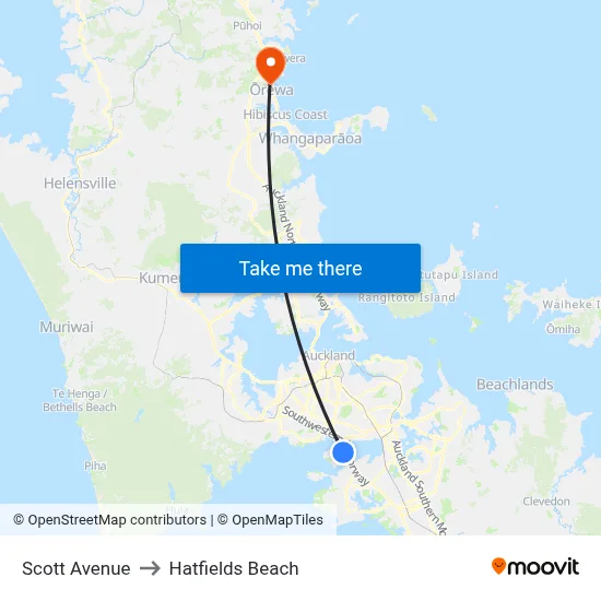 Scott Avenue to Hatfields Beach map