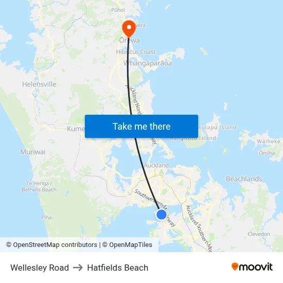 Wellesley Road to Hatfields Beach map